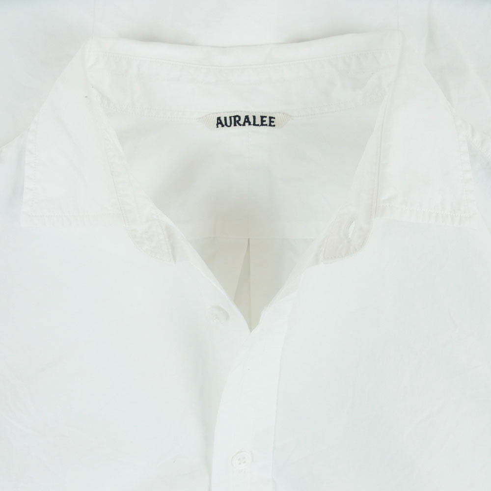 AURALEE オーラリー A00S01WC ウェザークロス オープンカラー 長袖 シャツ コットン 日本製 ホワイト系 3【中古】