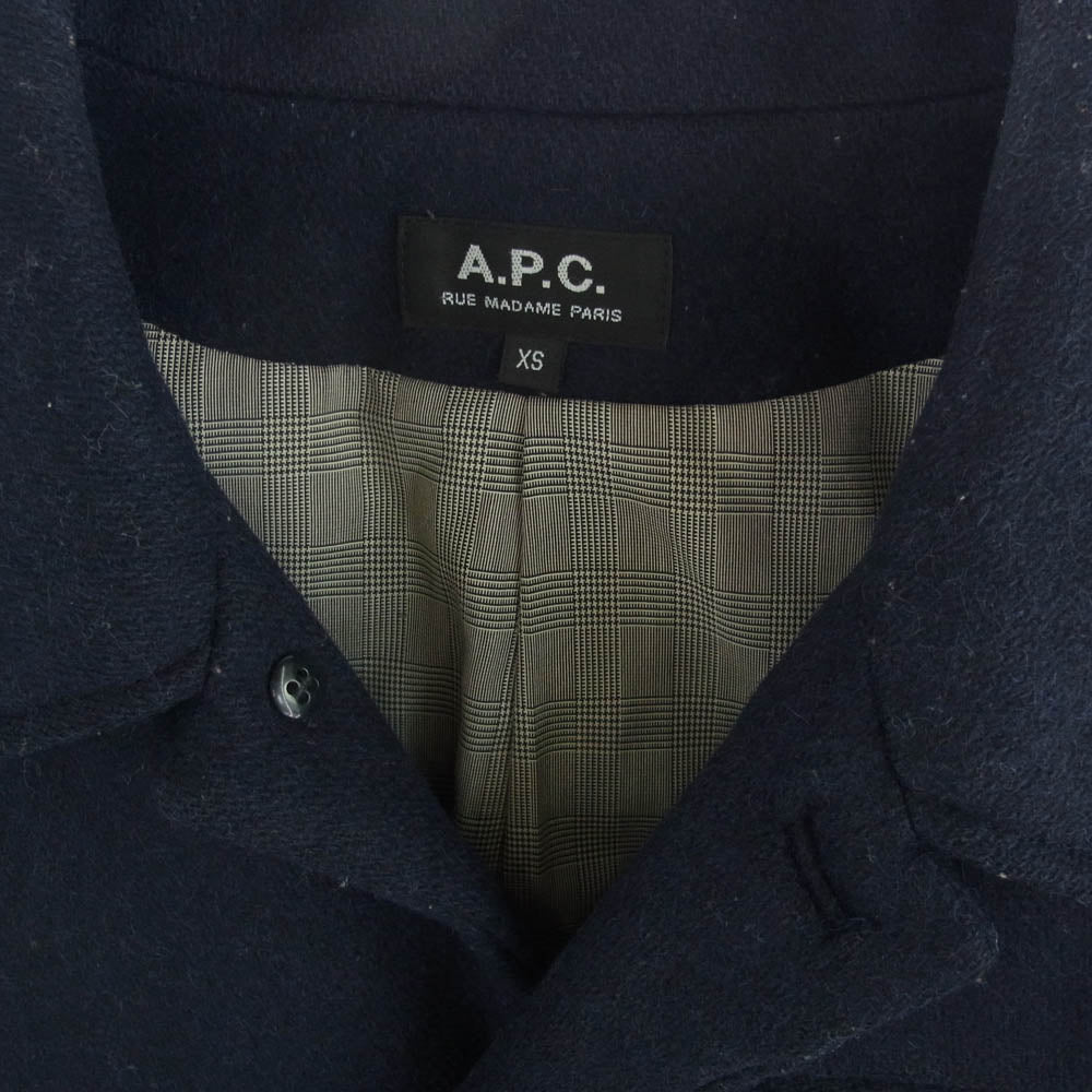 A.P.C. アーペーセー 24211-22162 ウール ステンカラー コート ネイビー系 XS【中古】