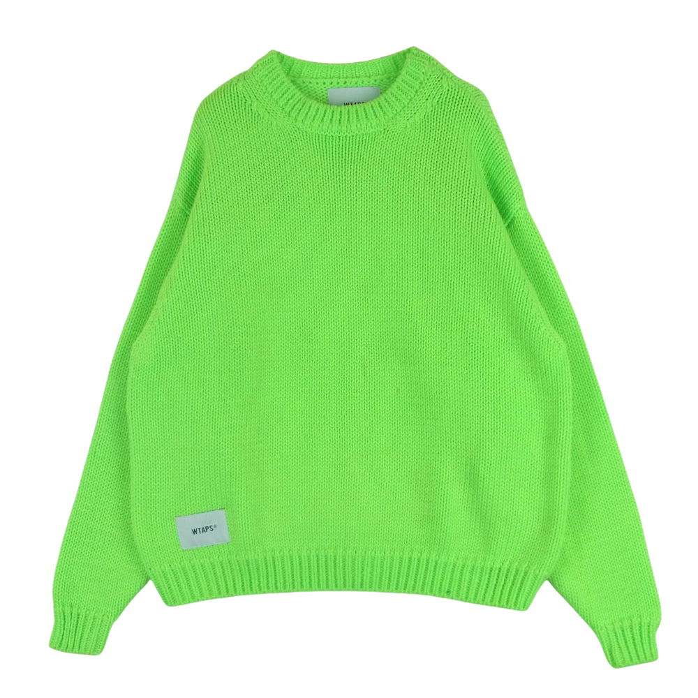 WTAPS ダブルタップス 23AW 232MADT-KNM04 CN 01 Sweater Poly ニット セーター 中国製 ライトグリーン系 01【中古】