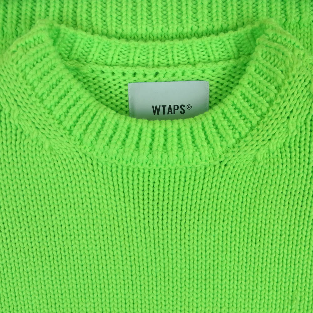 WTAPS ダブルタップス 23AW 232MADT-KNM04 CN 01 Sweater Poly ニット セーター 中国製 ライトグリーン系 01【中古】