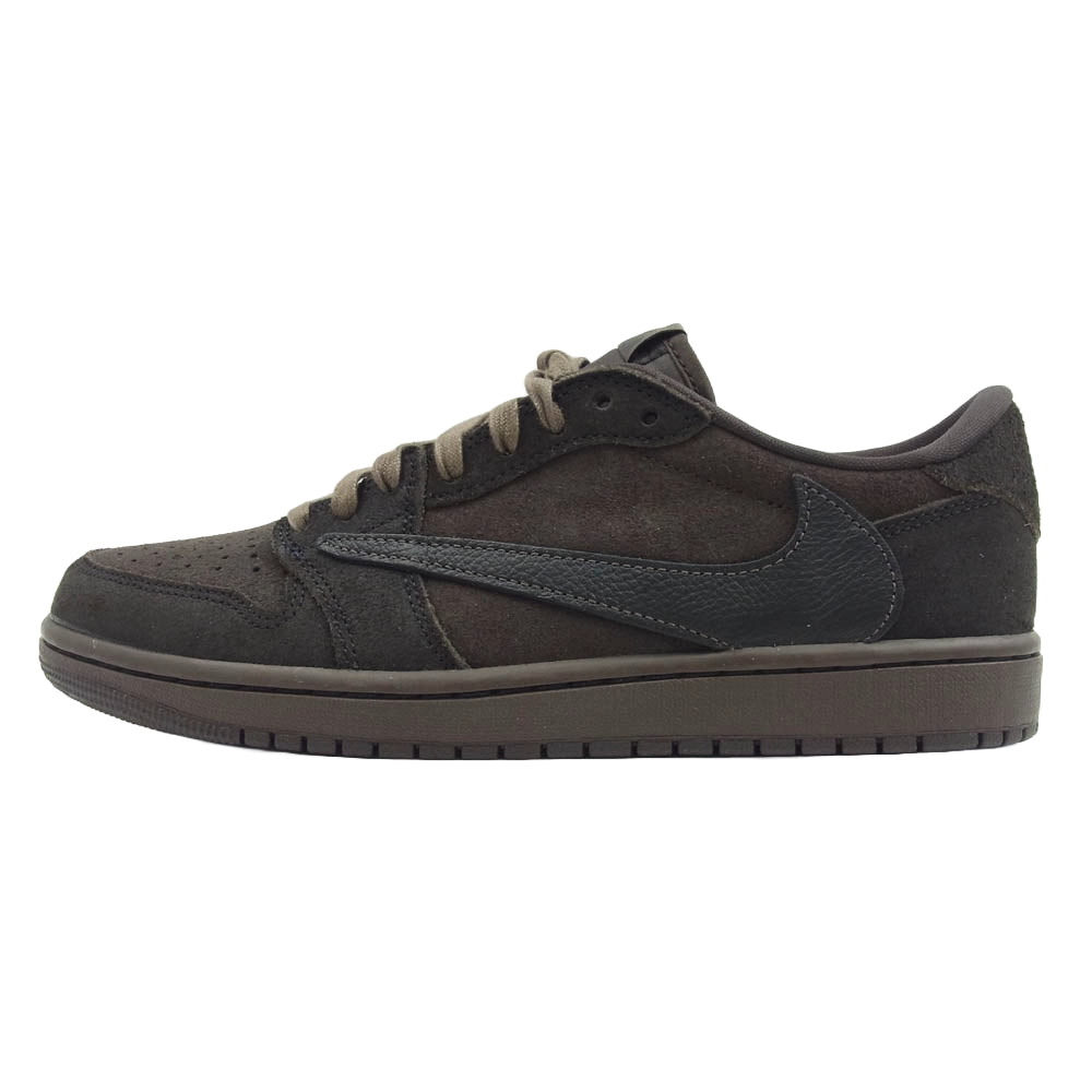 NIKE ナイキ DM7866-202 【フェイクバスター鑑定済】× Travis Scott Air Jordan 1 Low OG SP Velvet Brown and Dark Mocha トラヴィススコット エアジョーダン1 ロー OG SP スニーカー ダークブラウン系 26.5cm【新古品】【未使用】【中古】