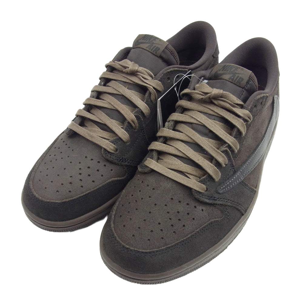 NIKE ナイキ DM7866-202 【フェイクバスター鑑定済】× Travis Scott Air Jordan 1 Low OG SP Velvet Brown and Dark Mocha トラヴィススコット エアジョーダン1 ロー OG SP スニーカー ダークブラウン系 26.5cm【新古品】【未使用】【中古】