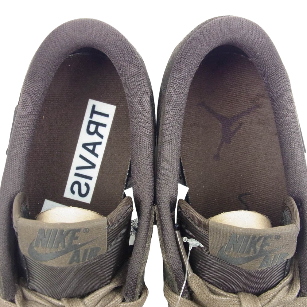 NIKE ナイキ DM7866-202 【フェイクバスター鑑定済】× Travis Scott Air Jordan 1 Low OG SP Velvet Brown and Dark Mocha トラヴィススコット エアジョーダン1 ロー OG SP スニーカー ダークブラウン系 26.5cm【新古品】【未使用】【中古】