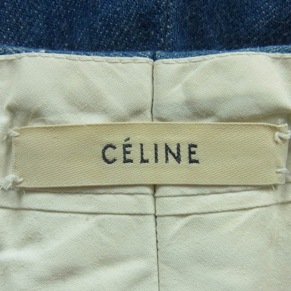 CELINE セリーヌ 21F523408 デニム ワイド パンツ コットン ポリウレタン マダガスカル製 インディゴブルー系 38【中古】