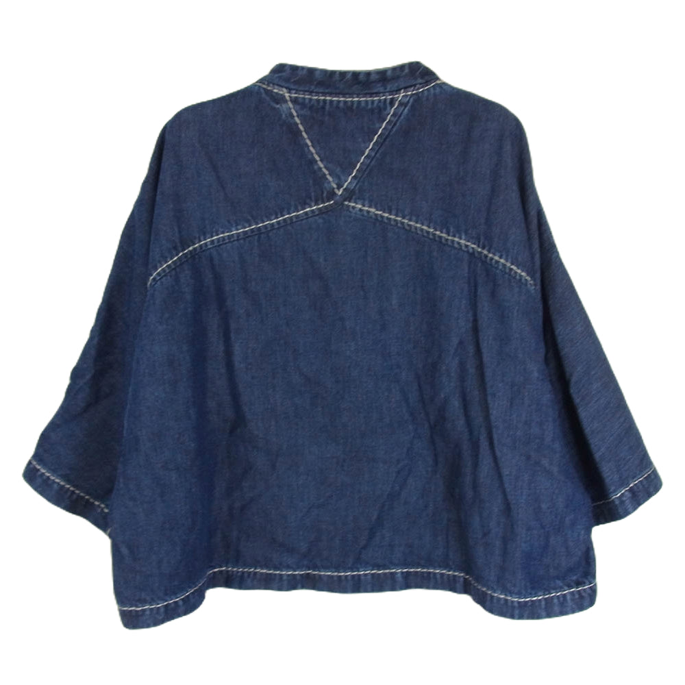 BOTTEGAVENETA ボッテガヴェネタ 657734 V0SH0 クロップド デニム シャツ ステッチ トップス インディゴブルー系 40【中古】