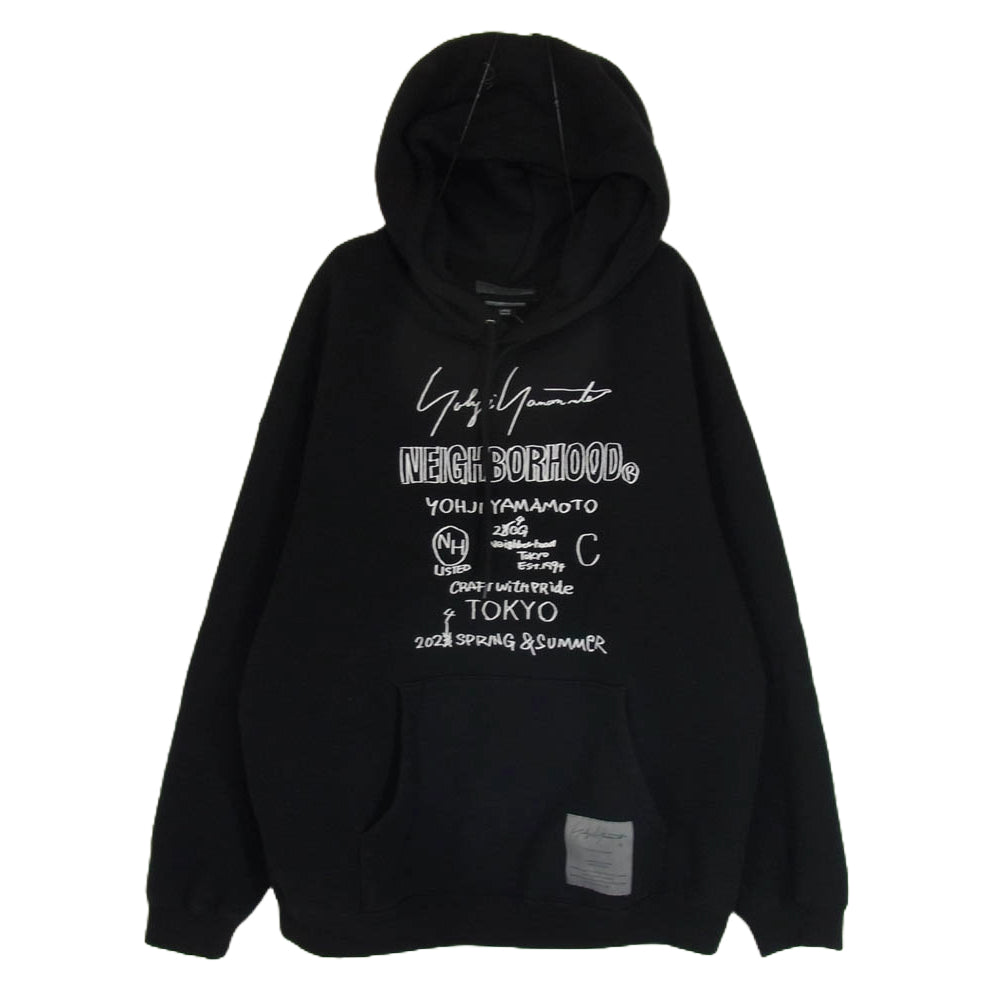 Yohji Yamamoto ヨウジヤマモト × NEIGHBORHOOD ネイバーフッド HS-T83-288 232YAYYN-CSM01S プリント スウェット プルオーバー パーカー ブラック系 L【中古】