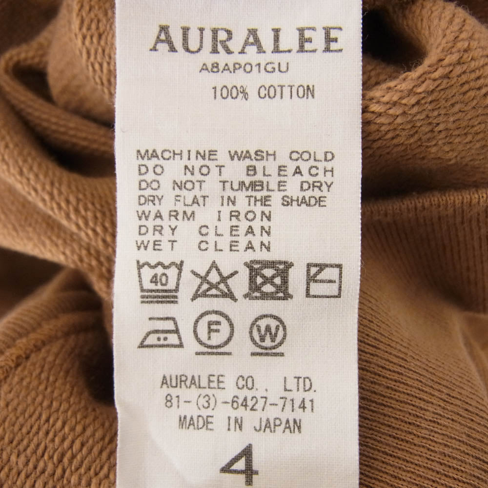 AURALEE オーラリー A8AP01GU SUPER SOFT HEAVY SWEAT P/O クルー スウェット ブラウン系 4【中古】