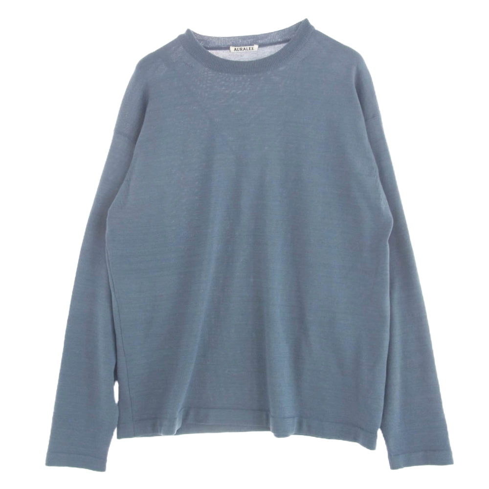 AURALEE オーラリー 19AW A9AP02HT SUPER FINE WOOL KNIT ウール ニット セーター ブルー系 4【中古】