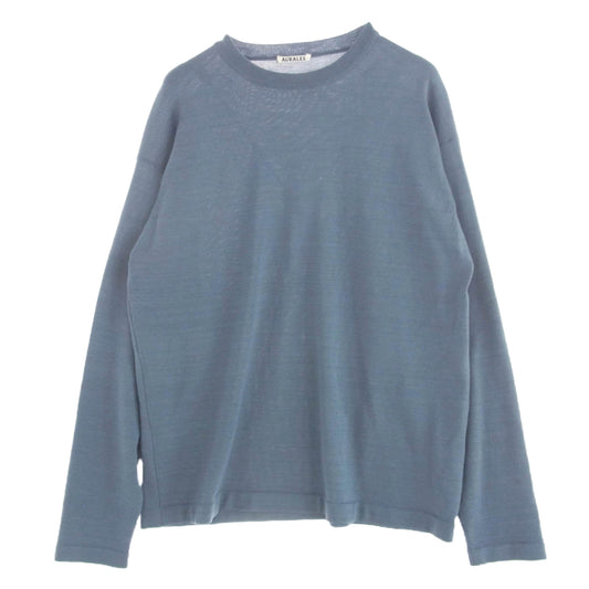 AURALEE オーラリー 19AW A9AP02HT SUPER FINE WOOL KNIT ウール ニット セーター ブルー系 4【中古】