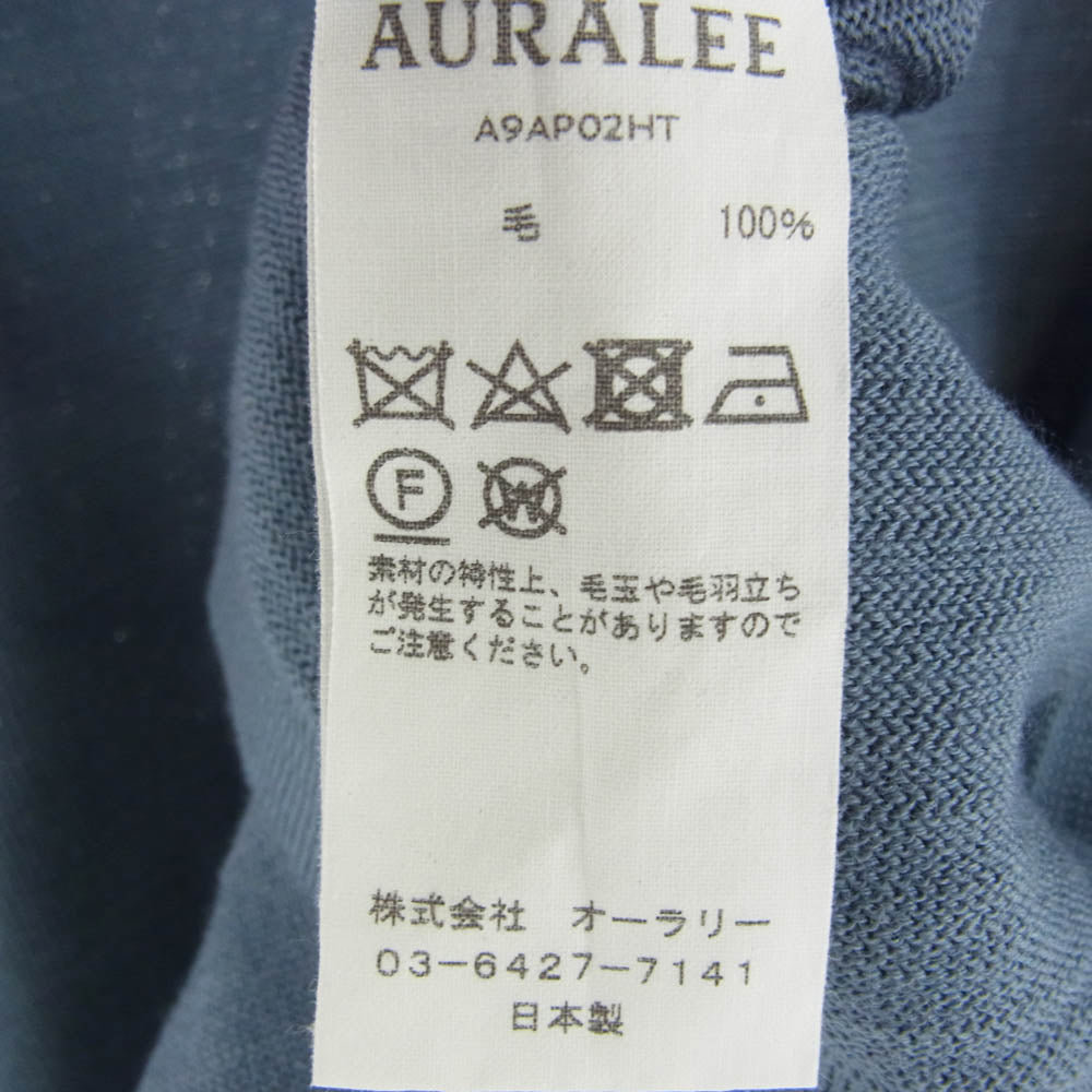 AURALEE オーラリー 19AW A9AP02HT SUPER FINE WOOL KNIT ウール ニット セーター ブルー系 4【中古】