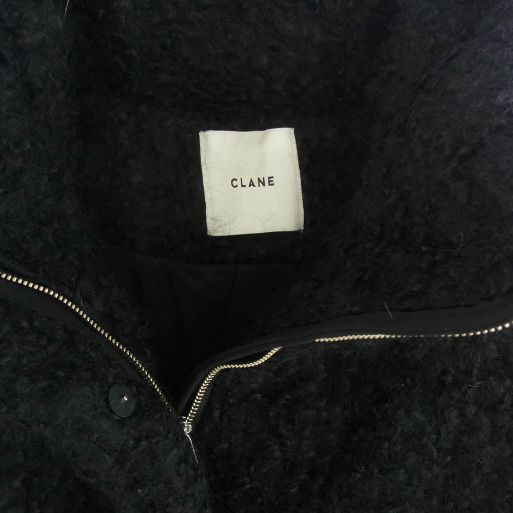 CLANE クラネ 23AW 15101-0052 MOHAIR LOOP DOWN COAT モヘア ジップアップ ジャケット コート ブラック系 1【中古】
