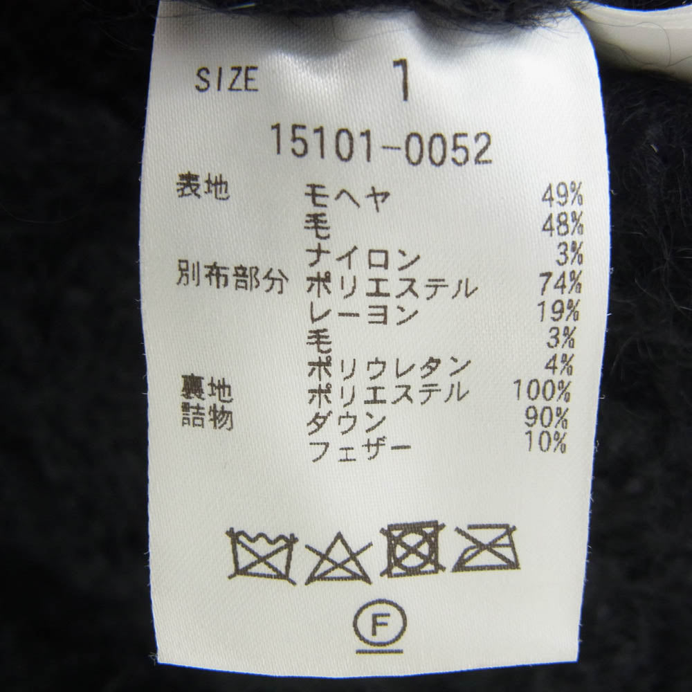 CLANE クラネ 23AW 15101-0052 MOHAIR LOOP DOWN COAT モヘア ジップアップ ジャケット コート ブラック系 1【中古】