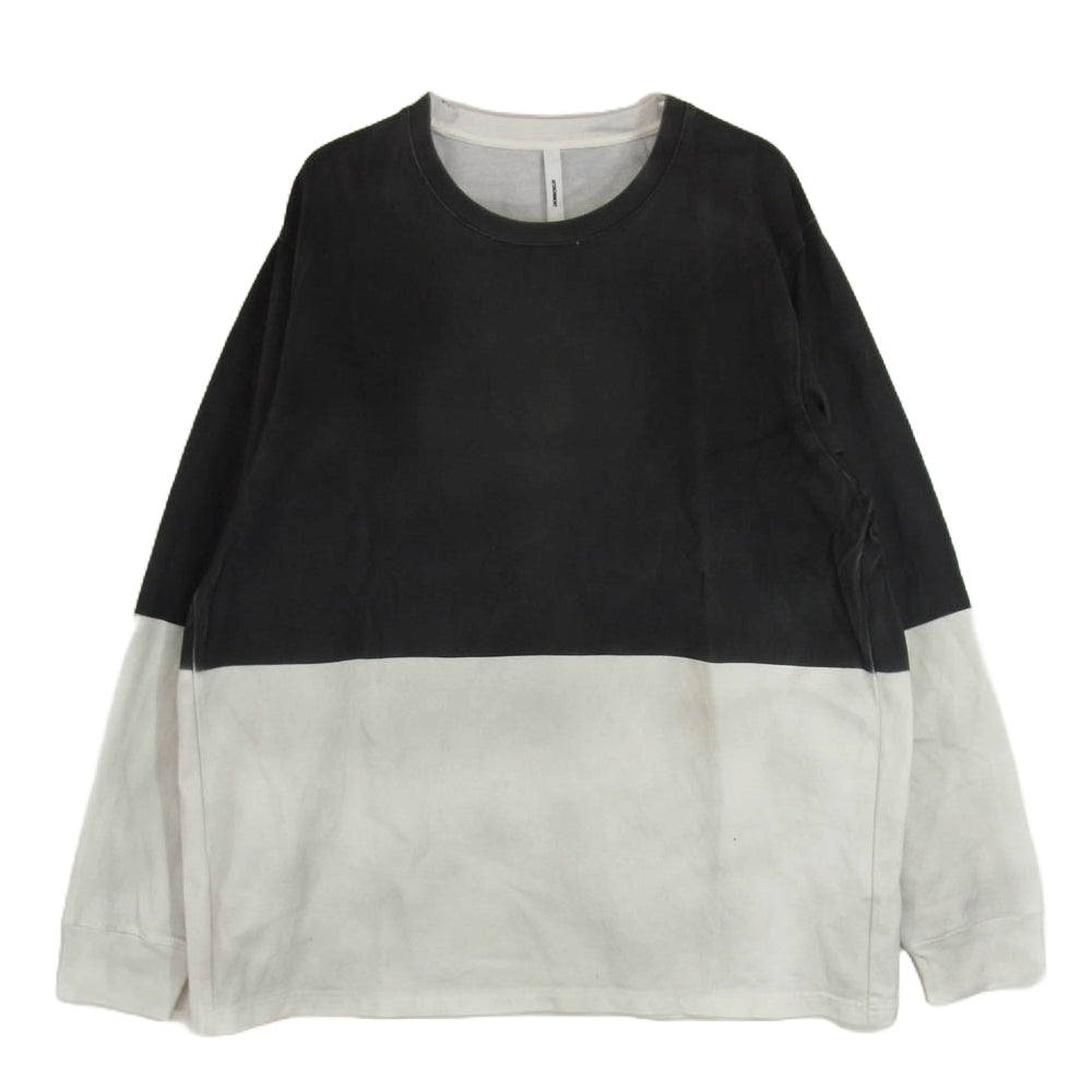 ATTACHMENT アタッチメント 21AW AJ12-221 MERCERIZATION JERSEY PAINT DYE L/S T-SHIRT バイカラー ペイント カットソー 長袖 ブラック系 3【中古】