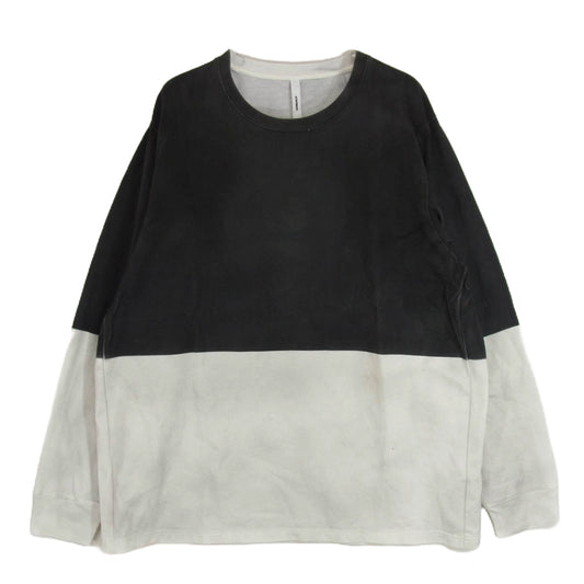 ATTACHMENT アタッチメント 21AW AJ12-221 MERCERIZATION JERSEY PAINT DYE L/S T-SHIRT バイカラー ペイント カットソー 長袖 ブラック系 3【中古】