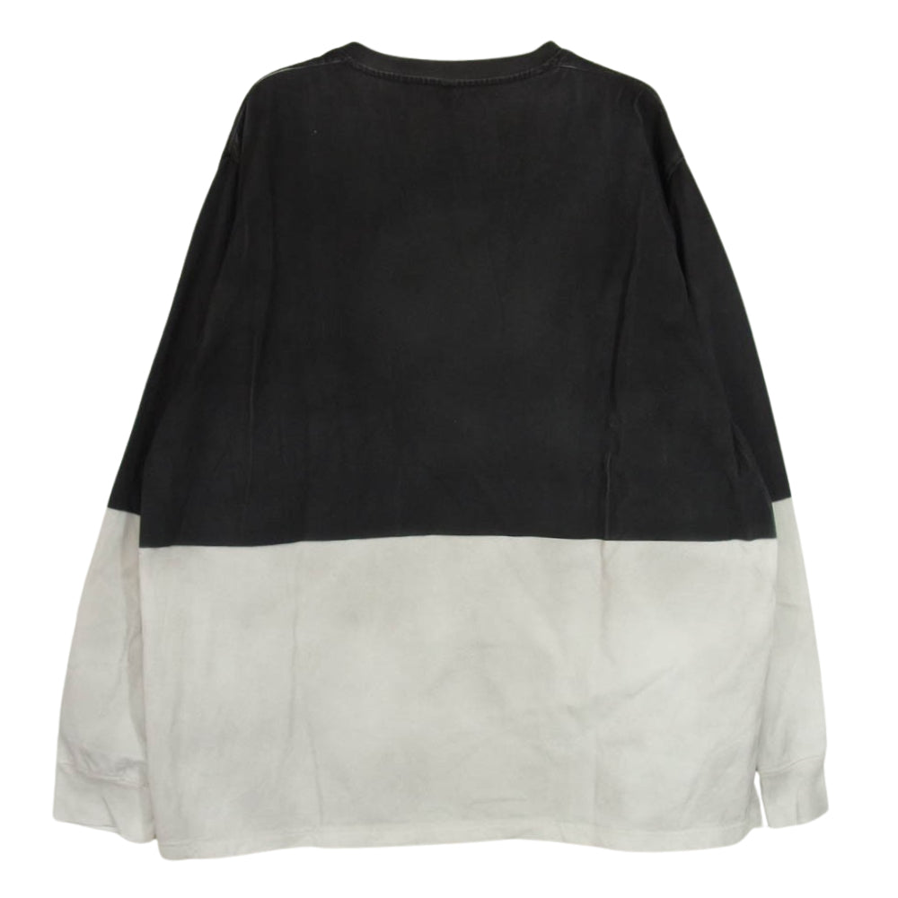 ATTACHMENT アタッチメント 21AW AJ12-221 MERCERIZATION JERSEY PAINT DYE L/S T-SHIRT バイカラー ペイント カットソー 長袖 ブラック系 3【中古】