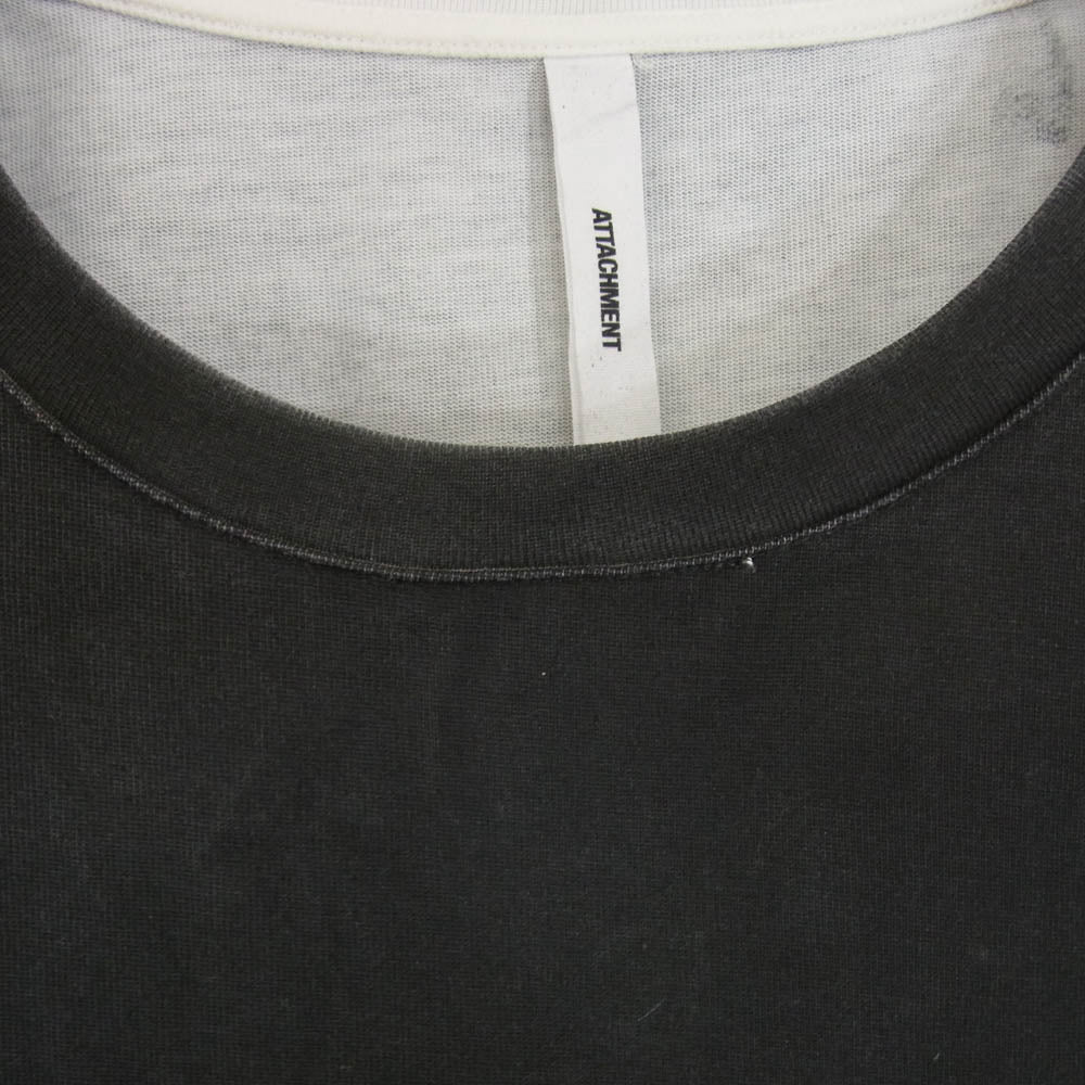 ATTACHMENT アタッチメント 21AW AJ12-221 MERCERIZATION JERSEY PAINT DYE L/S T-SHIRT バイカラー ペイント カットソー 長袖 ブラック系 3【中古】