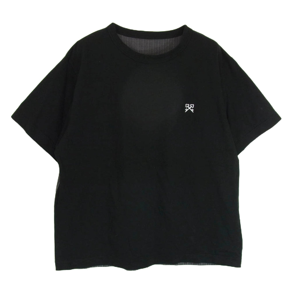 uniform experiment ユニフォームエクスペリメント 21AW UE-212004 BACK STRIPED WIDE PANELED TEE ストライプ 切り替え 半袖 Tシャツ ブラック系 2【中古】