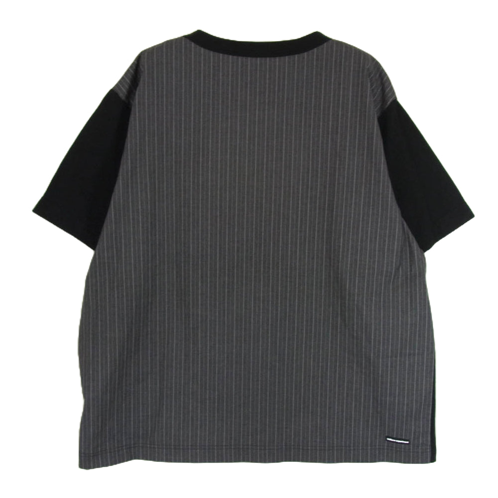 uniform experiment ユニフォームエクスペリメント 21AW UE-212004 BACK STRIPED WIDE PANELED TEE ストライプ 切り替え 半袖 Tシャツ ブラック系 2【中古】
