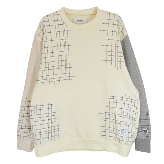 ファンダメンタル SASHIKO STITCHING SWEAT SHIRT 刺し子 ステッチング スウェット シャツ オフホワイト系 4【中古】