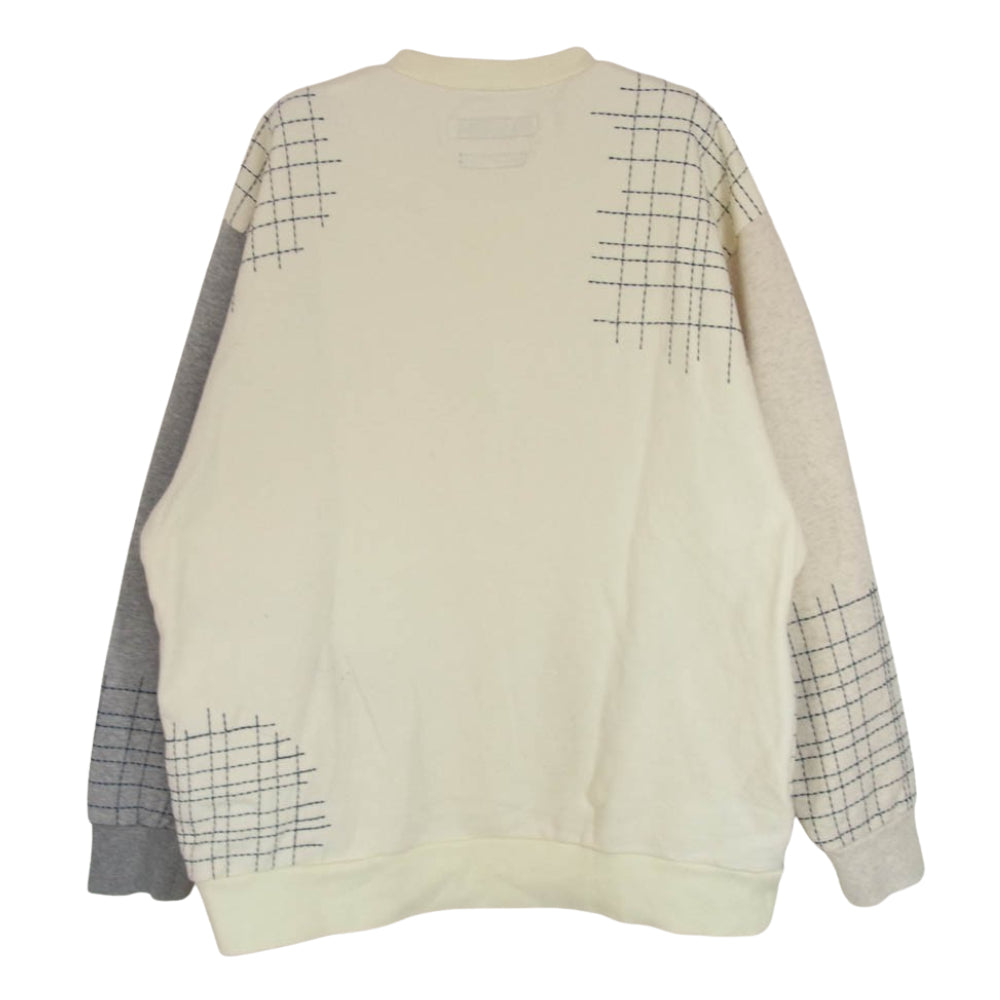 ファンダメンタル SASHIKO STITCHING SWEAT SHIRT 刺し子 ステッチング スウェット シャツ オフホワイト系 4【中古】