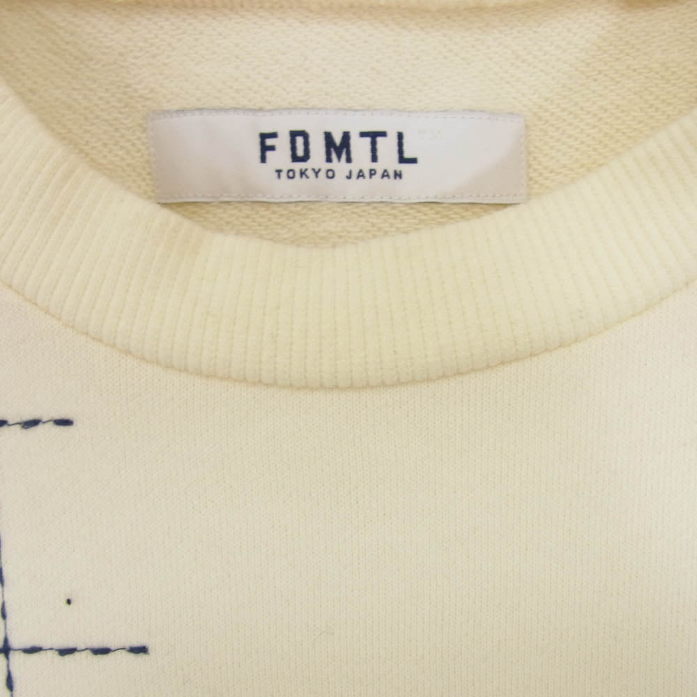 ファンダメンタル SASHIKO STITCHING SWEAT SHIRT 刺し子 ステッチング スウェット シャツ オフホワイト系 4【中古】