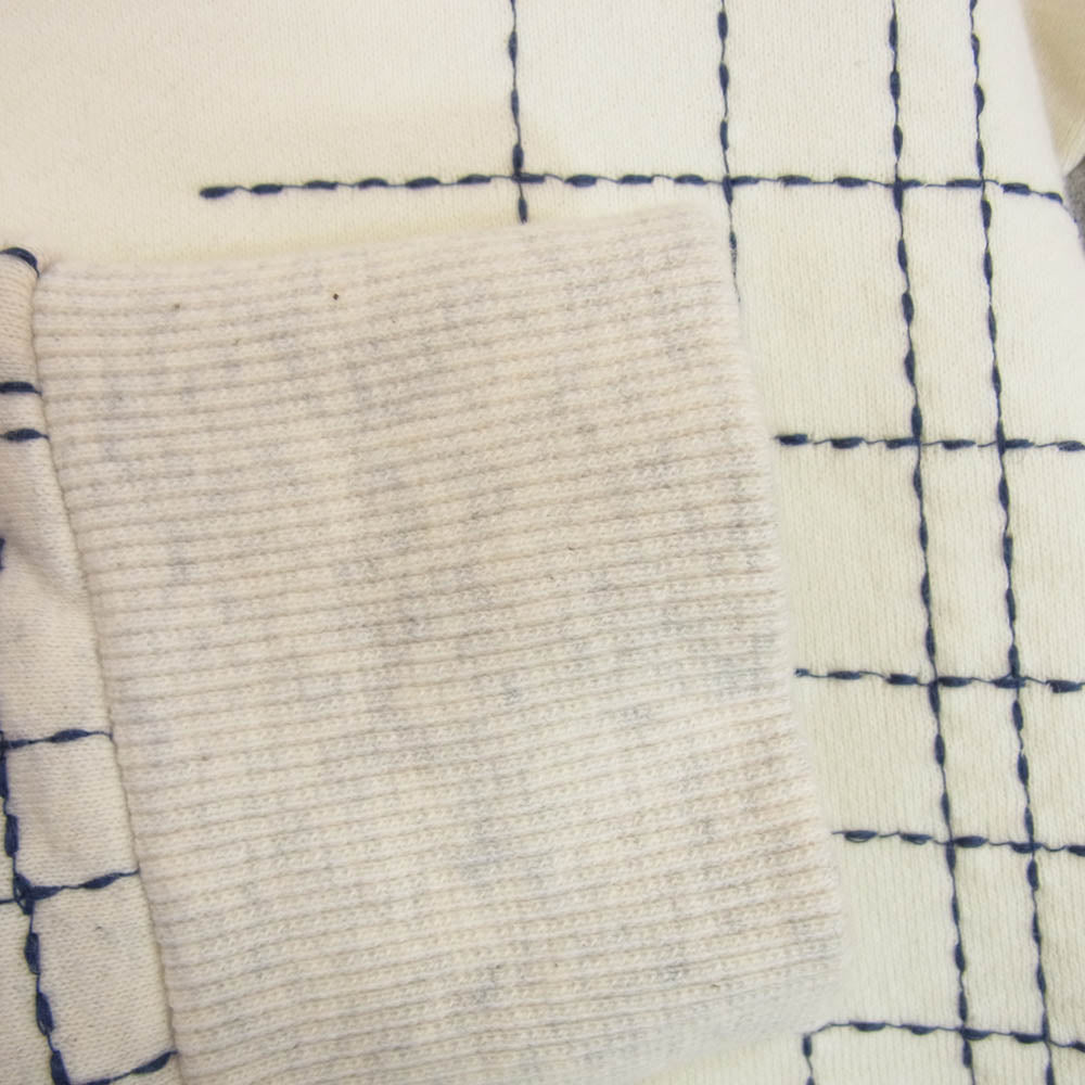 ファンダメンタル SASHIKO STITCHING SWEAT SHIRT 刺し子 ステッチング スウェット シャツ オフホワイト系 4【中古】