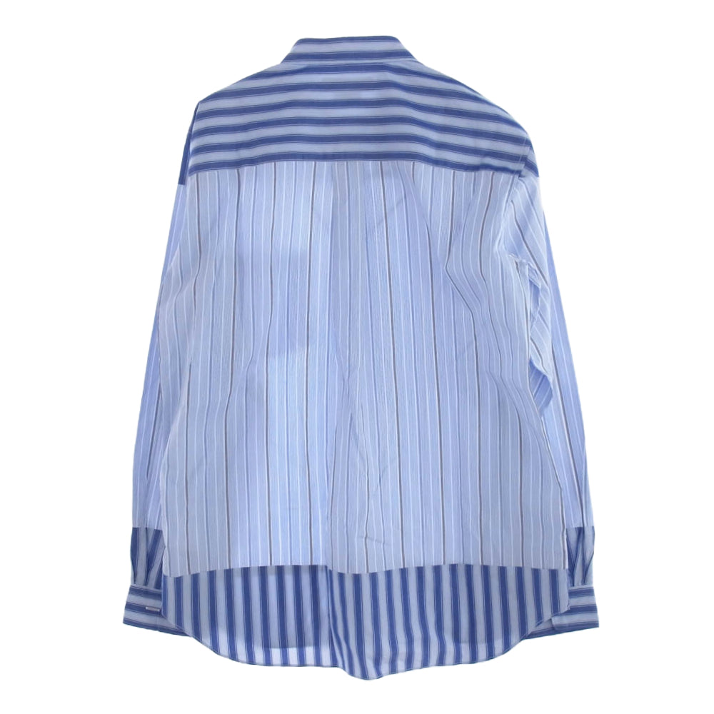 COMME des GARCONS HOMME DEUX コムデギャルソンオムドゥ DM-B021 ストライプ 切替し 長袖 シャツ ブルー系 XL【美品】【中古】
