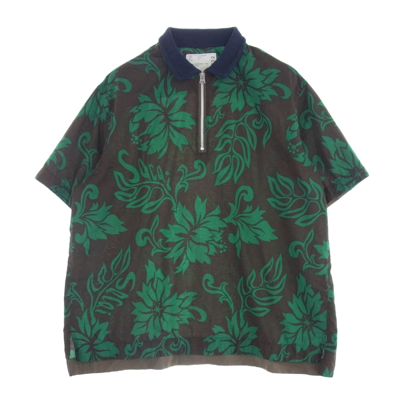 Sacai サカイ 24SS Floral Print Pullover フローラル プリント プルオーバー 半袖 シャツ グリーン系 1【中古】