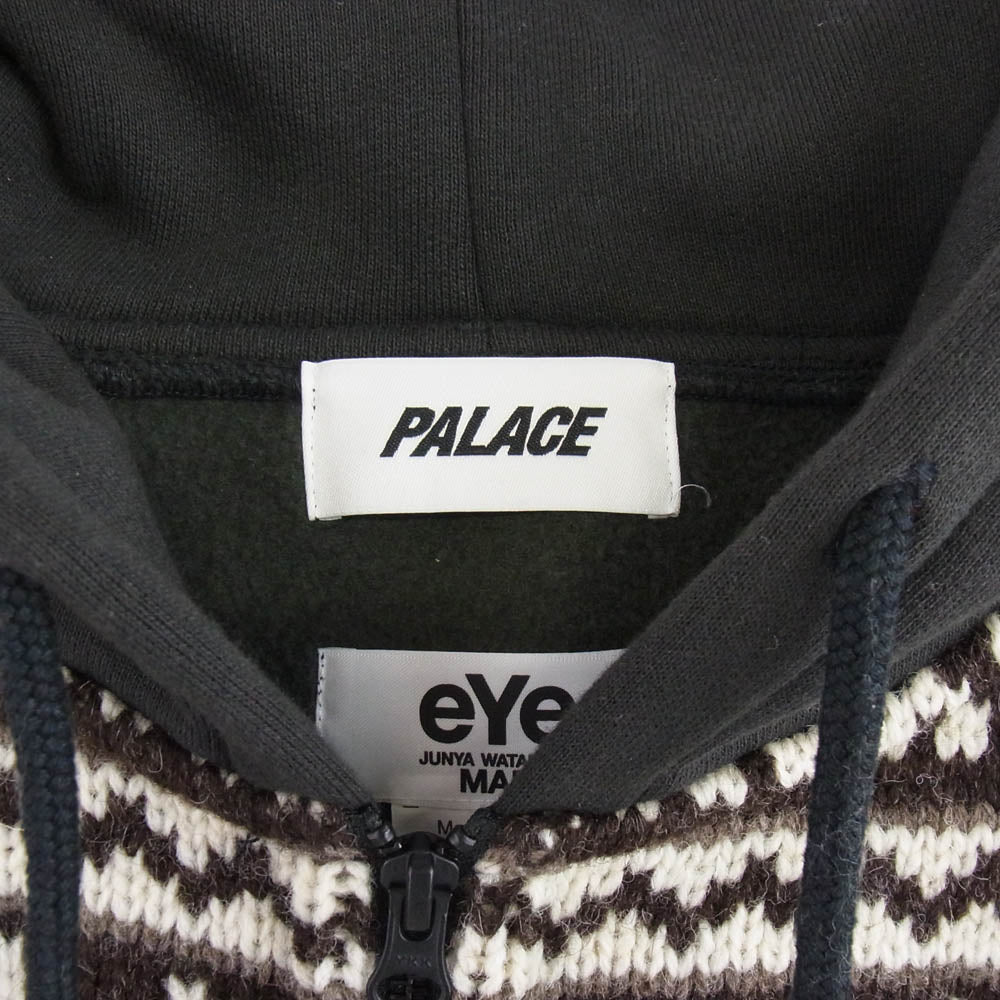 JUNYA WATANABE COMME des GARCONS MAN ジュンヤワタナベコムデギャルソンマン 24AW WN-T903 × PALACE パレス Customized Parka Shetland Wool カスタマイズ ジップアップ スウェット ニット パーカー ブラック系 S【中古】