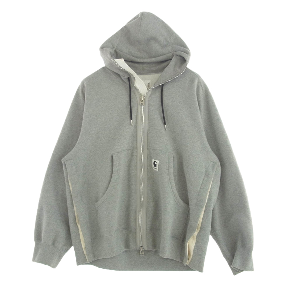 Sacai サカイ 23SS 23-0556S × Carhartt WIP Hoodie カーハート ジップアップ スウェットパーカー グレー系 5【中古】