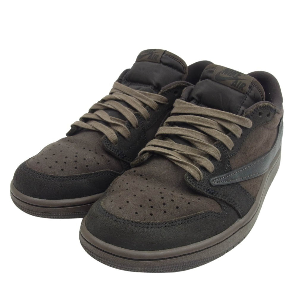 NIKE ナイキ DM7866-202 【フェイクバスターズ鑑定済】× Travis Scott トラヴィススコット Air Jordan 1 Low OG SP エアジョーダン1 ロー ベルベットブラウン アンド ダークモカ ダークブラウン系 27.0cm【中古】