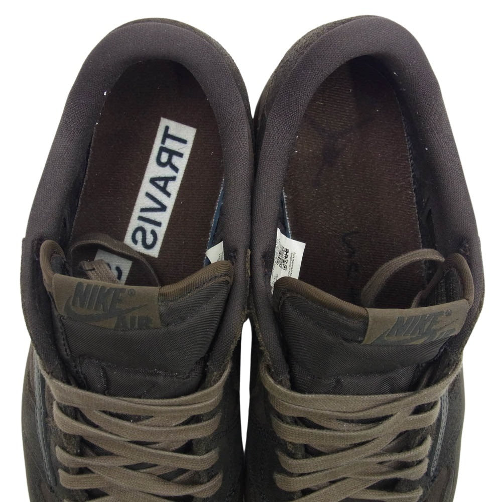 NIKE ナイキ DM7866-202 【フェイクバスターズ鑑定済】× Travis Scott トラヴィススコット Air Jordan 1 Low OG SP エアジョーダン1 ロー ベルベットブラウン アンド ダークモカ ダークブラウン系 27.0cm【中古】
