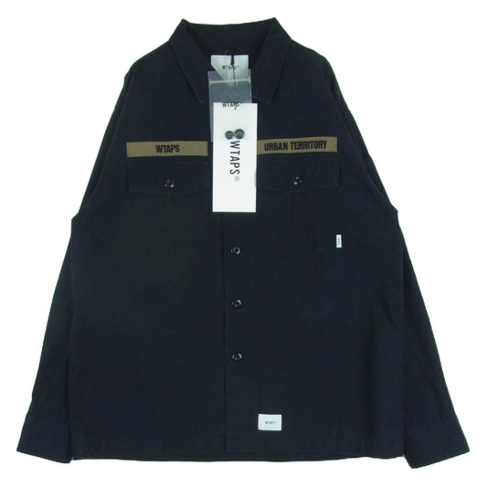 WTAPS ダブルタップス 21AW 211BRDT-SHM02 Jungle 01 LS COTTON TWILL コットン ツイル ユーティリティ シャツ 長袖 ブラック系 03【中古】