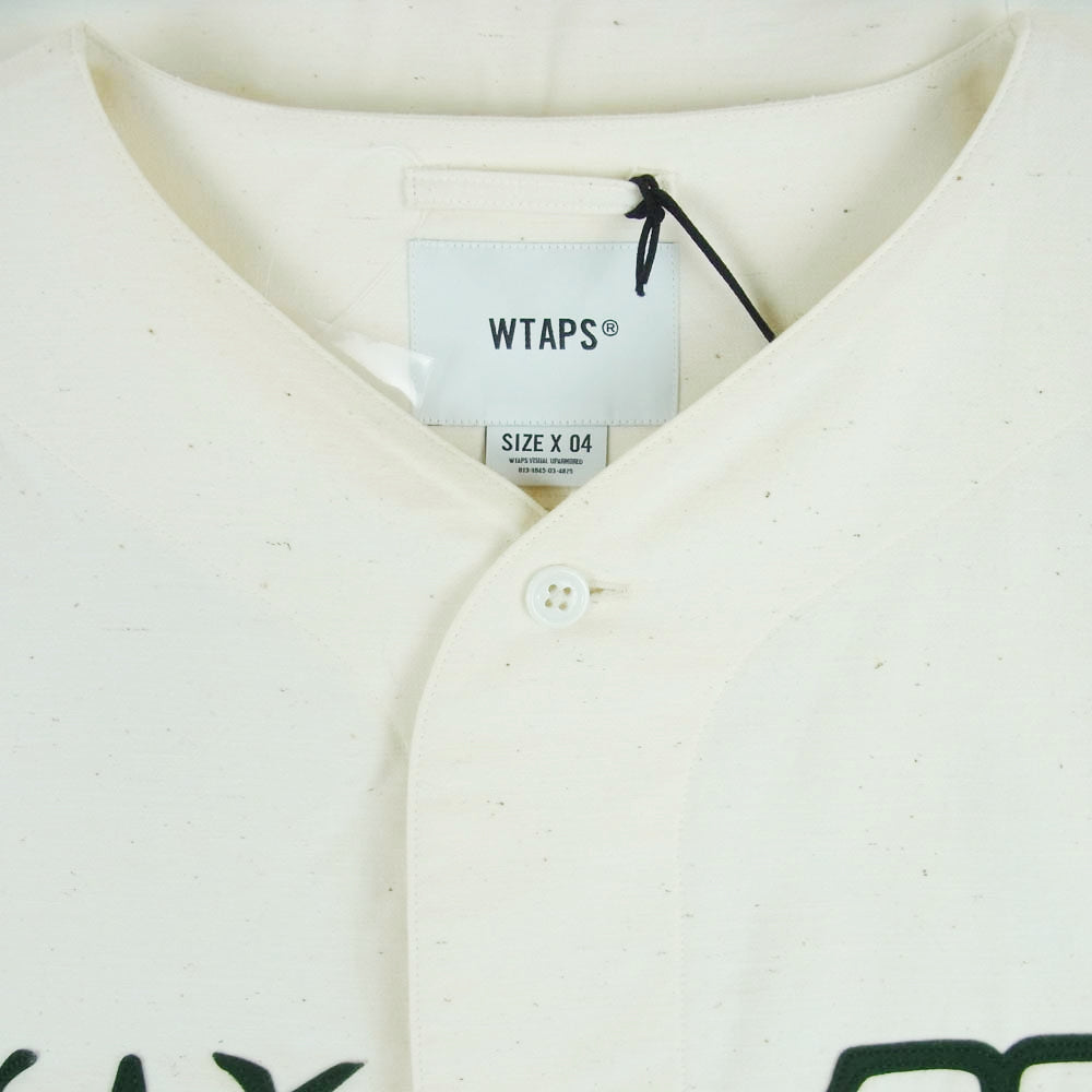 WTAPS ダブルタップス 24SS 241TQDT-SHM05 League SS Cotton Satin Spina White リーグ コットン サテン スピナ ベースボール シャツ 半袖 オフホワイト系 04【極上美品】【中古】