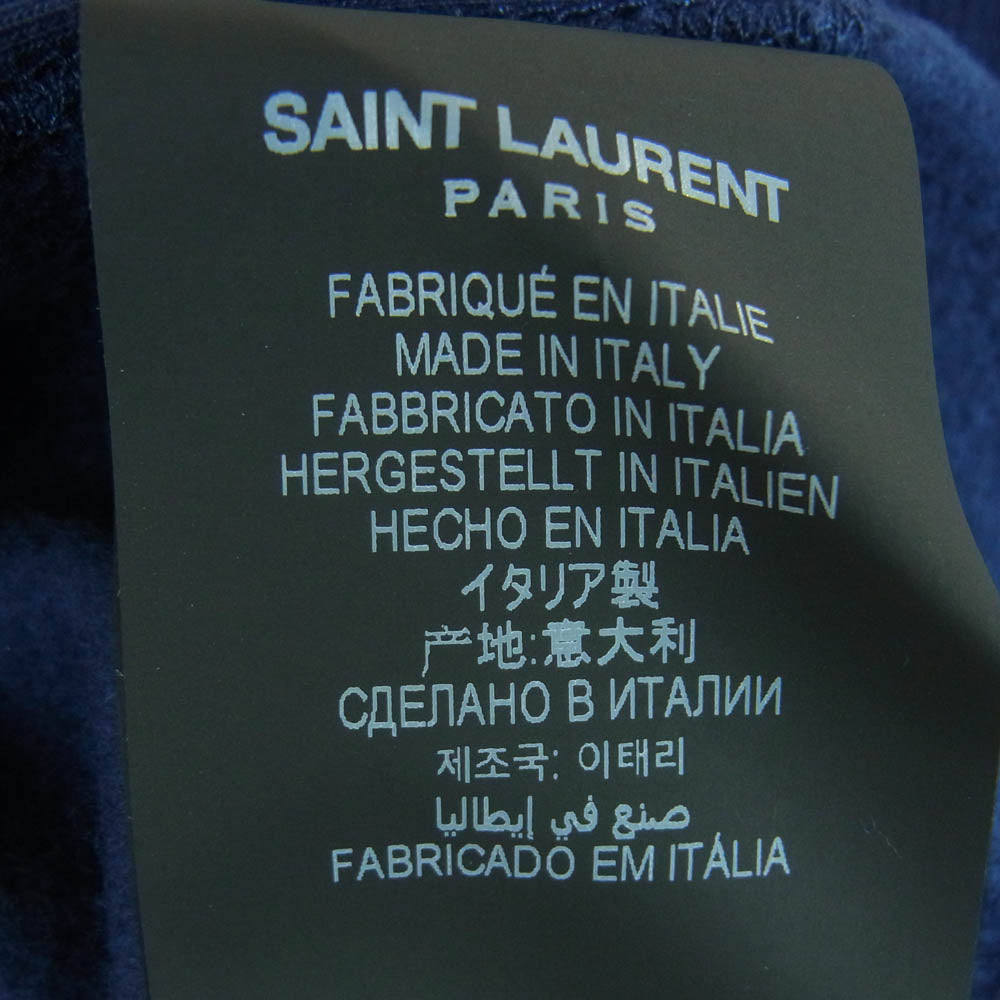 SAINT LAURENT サンローラン 666987 Y36IP Logo Print Sweat Shirt YSL ヴィンテージ ロゴ クルーネック スウェット ネイビー系 M【極上美品】【中古】
