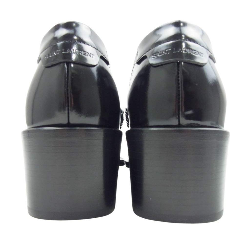 SAINT LAURENT サンローラン 711032 le loafer 5cm heel ペニー ローファー ブラック系 43【新古品】【未使用】【中古】