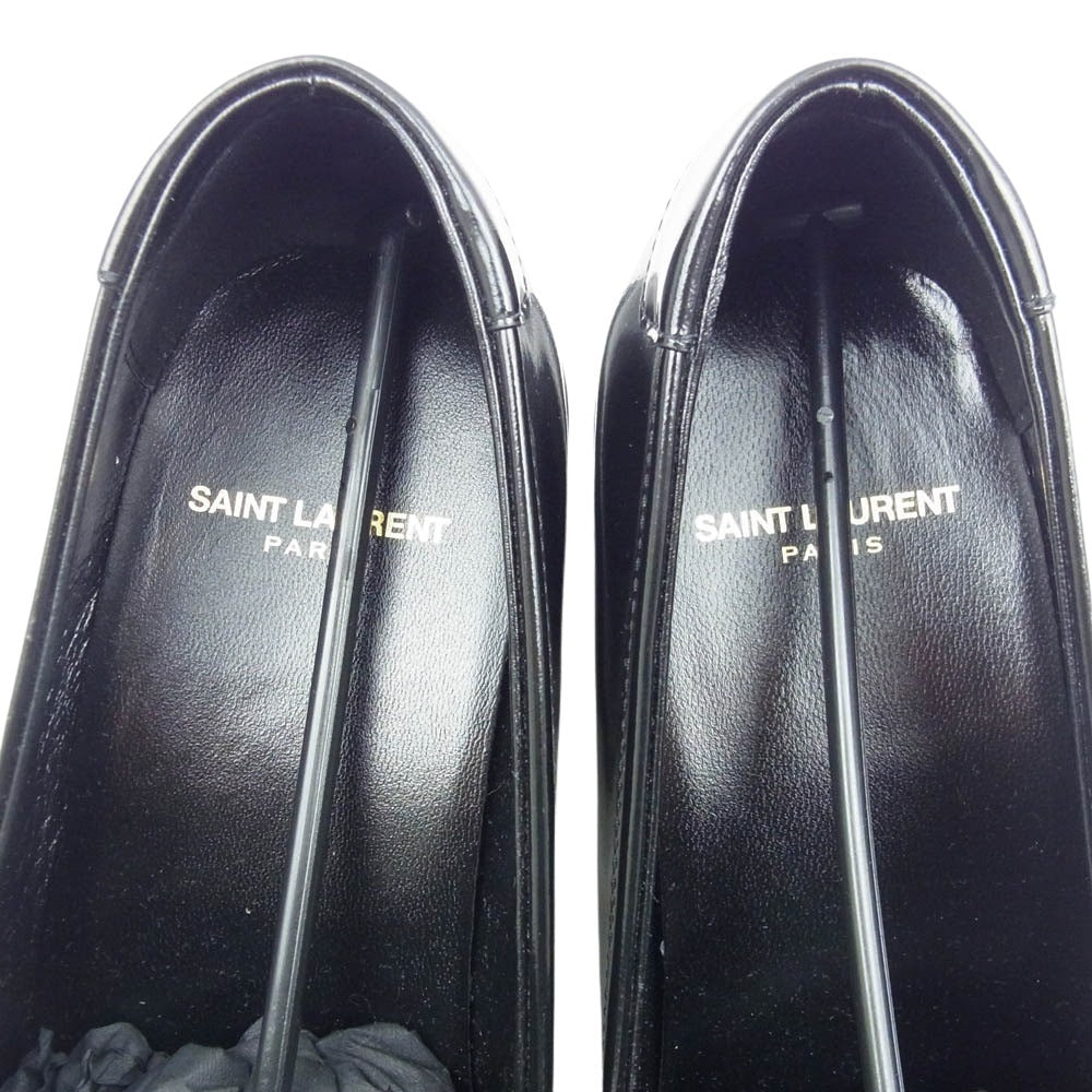 SAINT LAURENT サンローラン 711032 le loafer 5cm heel ペニー ローファー ブラック系 43【新古品】【未使用】【中古】