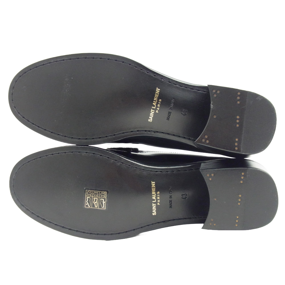 SAINT LAURENT サンローラン 711032 le loafer 5cm heel ペニー ローファー ブラック系 43【新古品】【未使用】【中古】