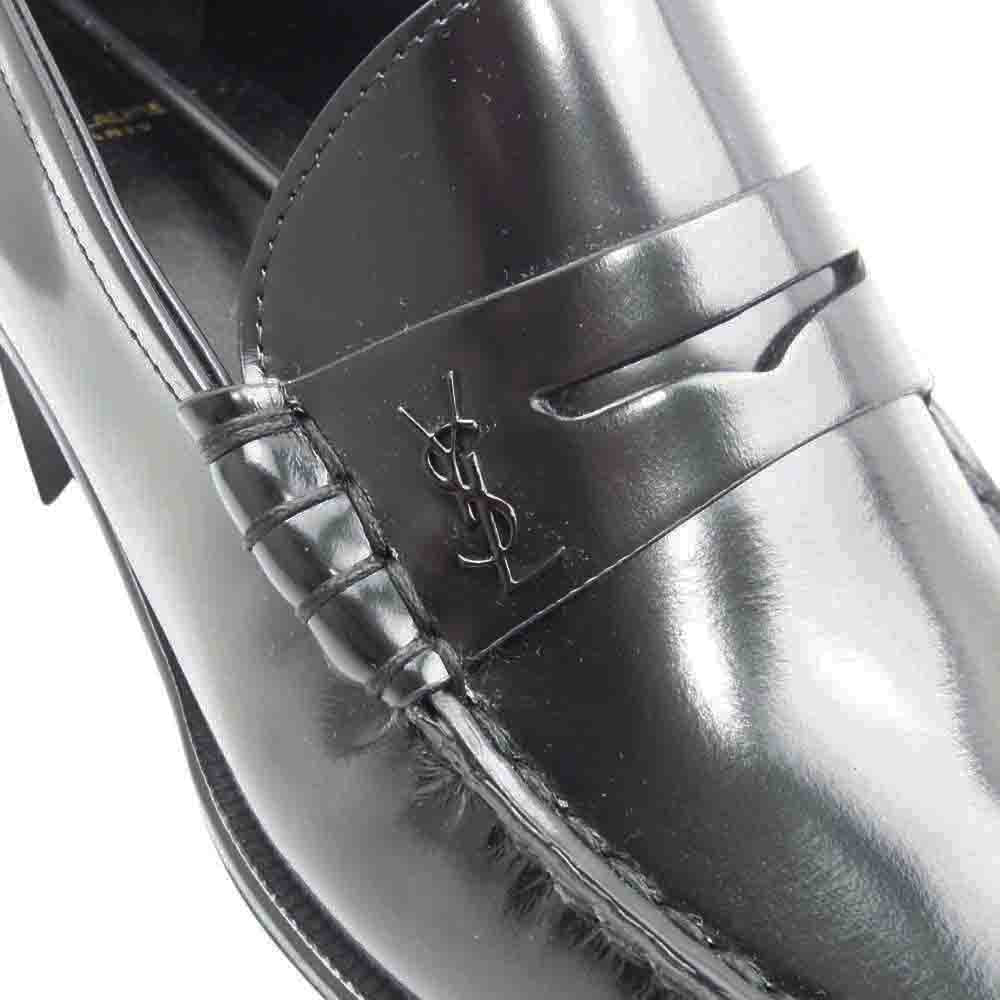 SAINT LAURENT サンローラン 711032 le loafer 5cm heel ペニー ローファー ブラック系 43【新古品】【未使用】【中古】