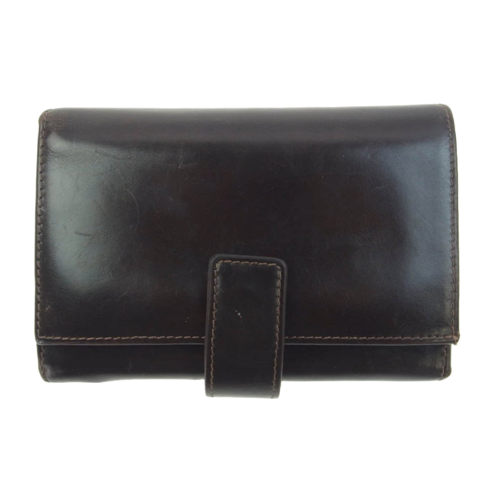 WHITE HOUSE COX ホワイトハウスコックス レザー ウォレット 2つ折り 財布 ダークブラウン系【中古】