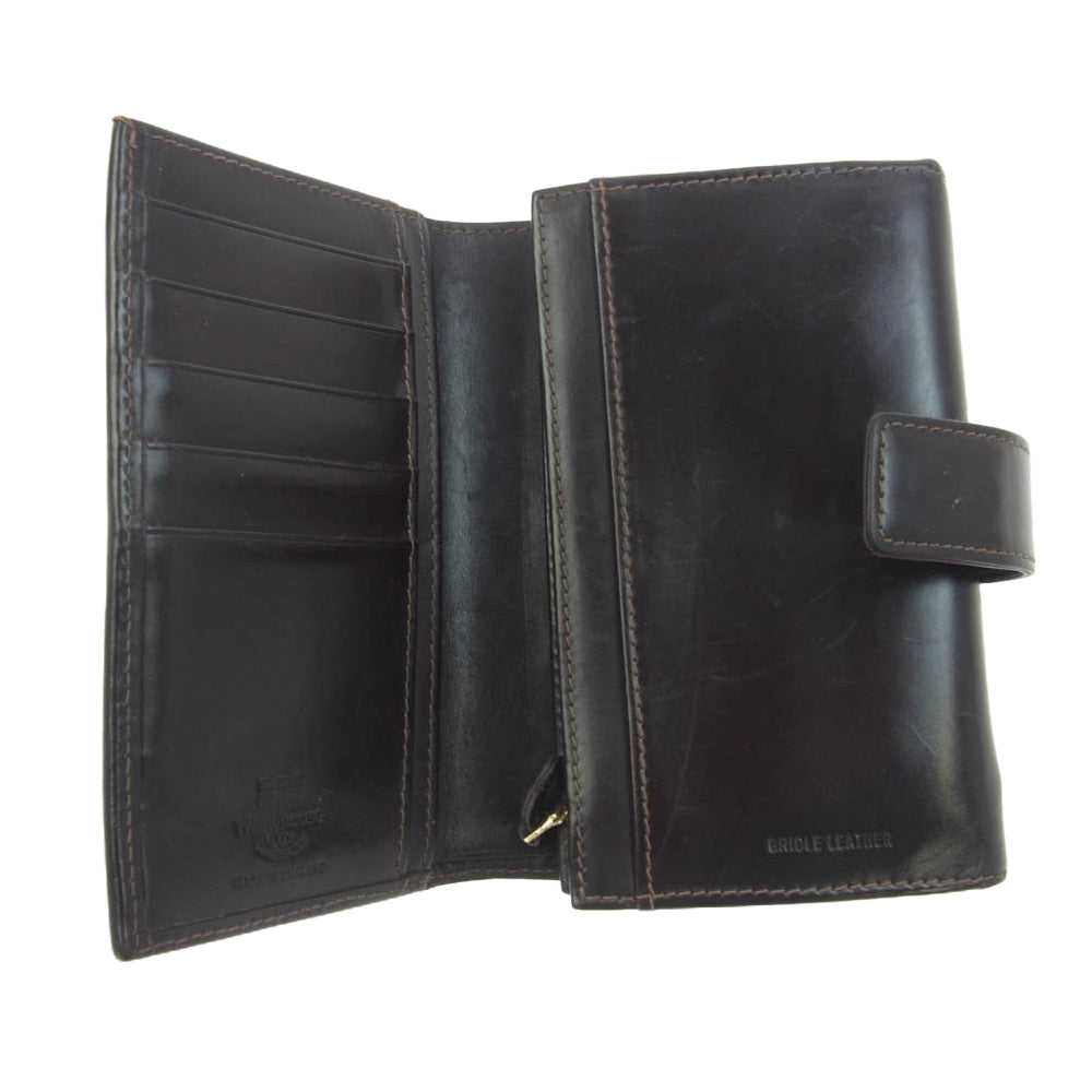 WHITE HOUSE COX ホワイトハウスコックス レザー ウォレット 2つ折り 財布 ダークブラウン系【中古】