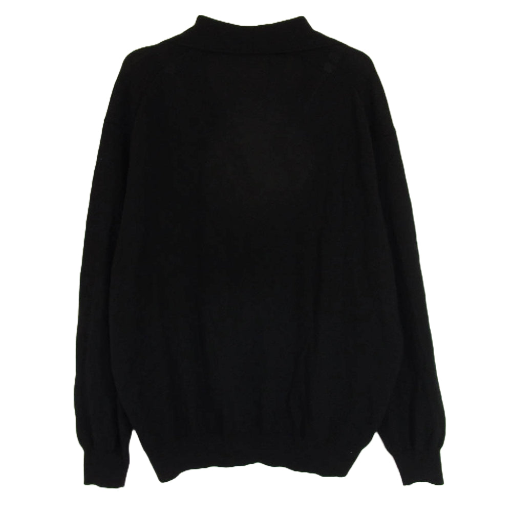 AURALEE オーラリー 24AW A24SP02SC SUPER FINE CASHMERE SILK KNIT SKIPPER POLO カシミヤ シルク スキッパー 長袖ニットポロシャツ ブラック系 3【美品】【中古】