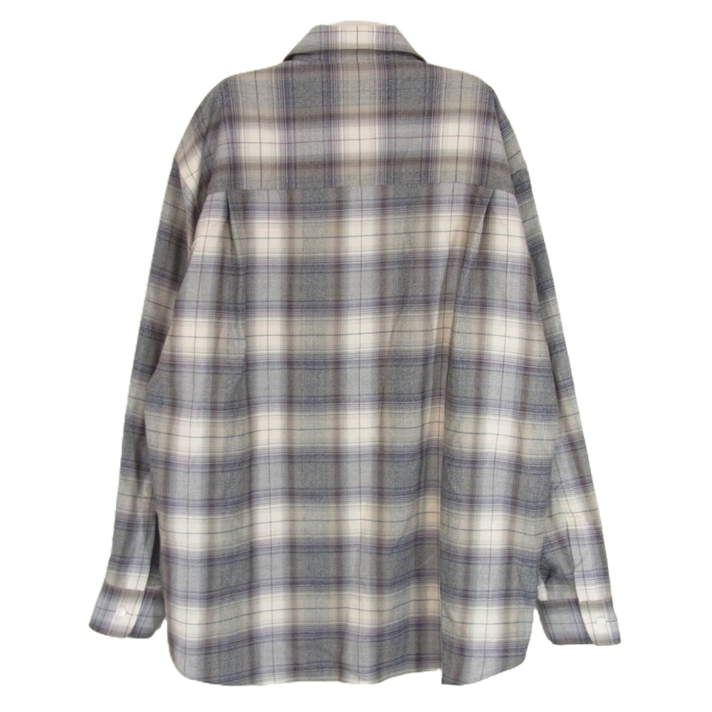 AURALEE オーラリー 23AW A23AS01LC SUPER LIGHT WOOL CHECK SHIRT ウォッシャブル加工 ウール チェック柄 長袖シャツ グレー系 3【美品】【中古】