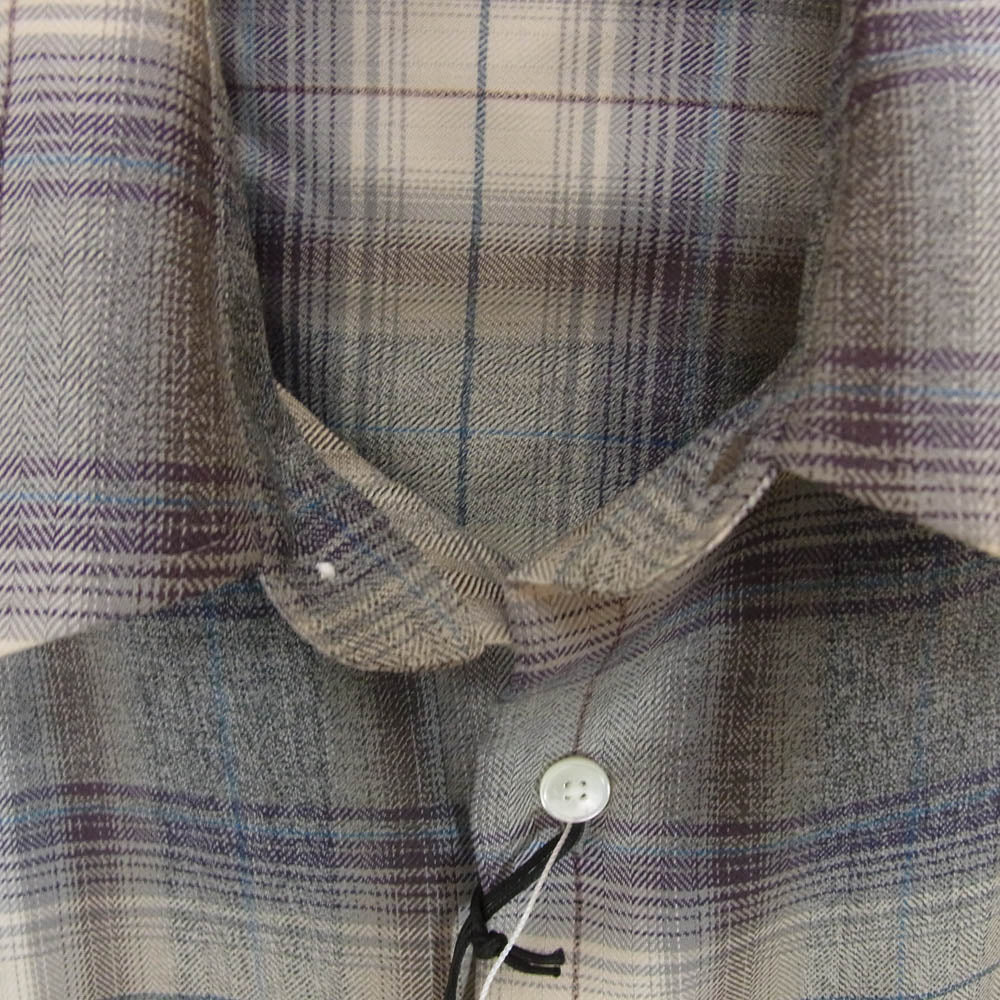AURALEE オーラリー 23AW A23AS01LC SUPER LIGHT WOOL CHECK SHIRT ウォッシャブル加工 ウール チェック柄 長袖シャツ グレー系 3【美品】【中古】