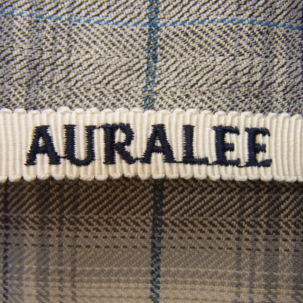 AURALEE オーラリー 23AW A23AS01LC SUPER LIGHT WOOL CHECK SHIRT ウォッシャブル加工 ウール チェック柄 長袖シャツ グレー系 3【美品】【中古】