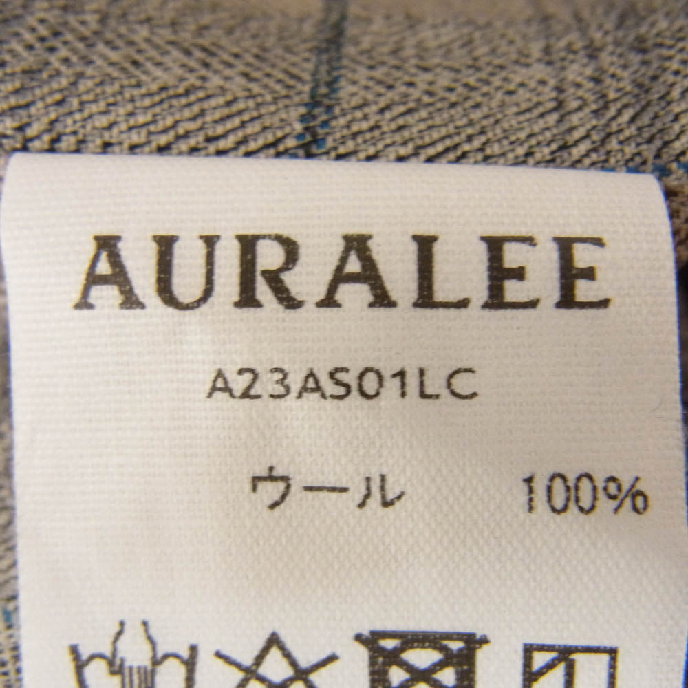 AURALEE オーラリー 23AW A23AS01LC SUPER LIGHT WOOL CHECK SHIRT ウォッシャブル加工 ウール チェック柄 長袖シャツ グレー系 3【美品】【中古】