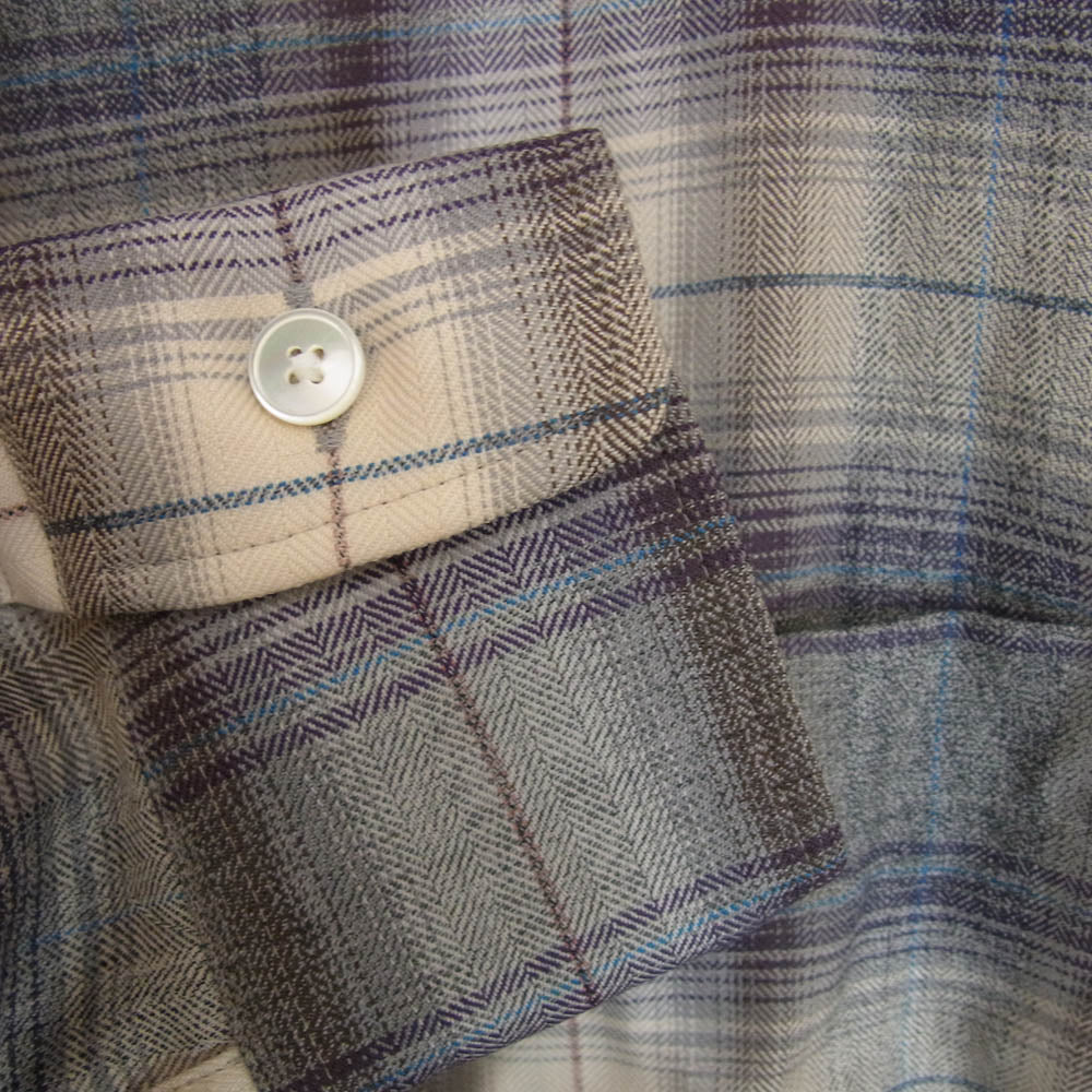AURALEE オーラリー 23AW A23AS01LC SUPER LIGHT WOOL CHECK SHIRT ウォッシャブル加工 ウール チェック柄 長袖シャツ グレー系 3【美品】【中古】