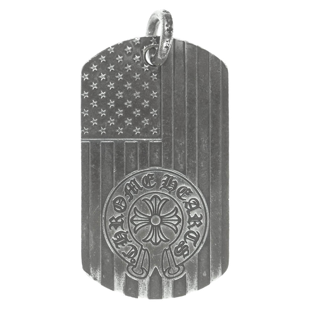 CHROME HEARTS クロムハーツ（原本無） D TAG LRG HEROES PROJECT 星条旗 ドッグタグ ラージドッグタグ ネックレス トップ シルバー系【中古】