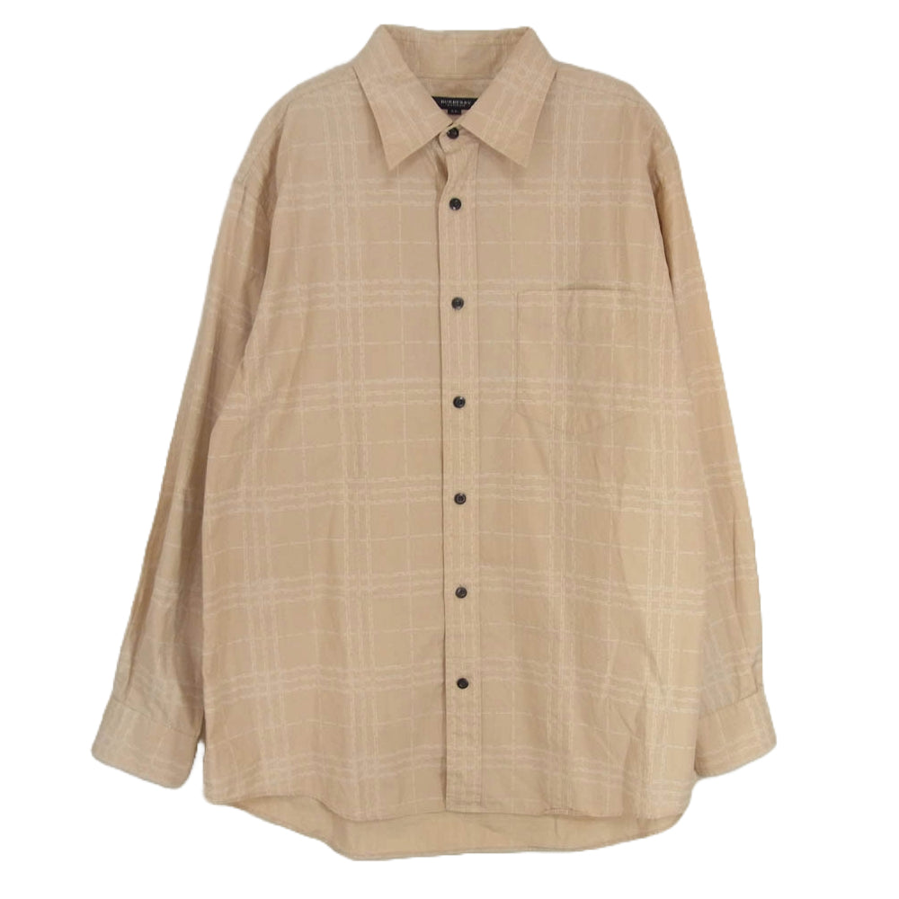 BURBERRY LONDON バーバリー ロンドン ロゴチェック柄 長袖シャツ ベージュ系 LL【中古】