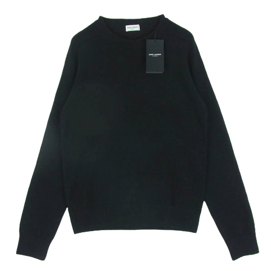 SAINT LAURENT サンローラン 622227 YALL2 カシミヤ 100% カシミア クルーネック 長袖 セーター ニット ブラック系 M【極上美品】【中古】